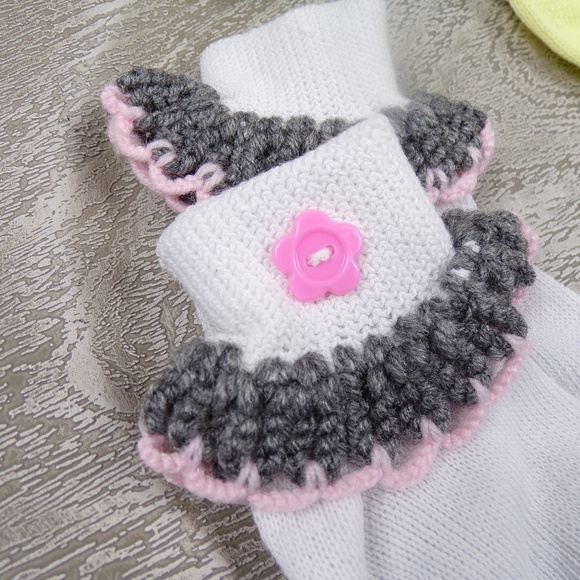 Set of 2 - Handmade Crochet Baby Girl Socks Yellow - Picture 2 of 5